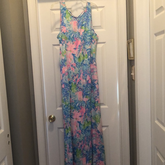 Lilly Pulitzer Blue and Pink Maxi Dress - Picture 2 of 10